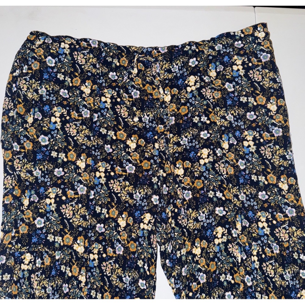 Maurices Floral Wide Leg Pants Womens XL Navy Blue Rayon Boho Ditsy Print - Picture 2 of 9